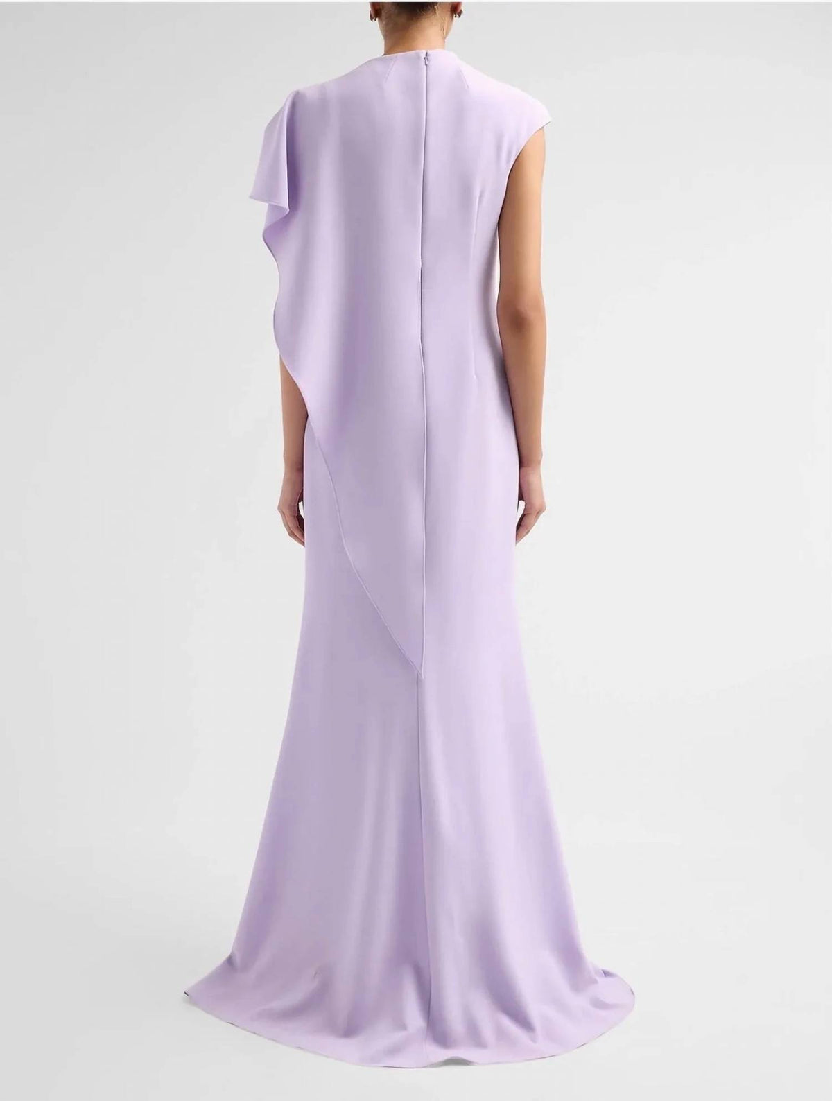 Teri Jon - Asymmetric Drape Cape Gown