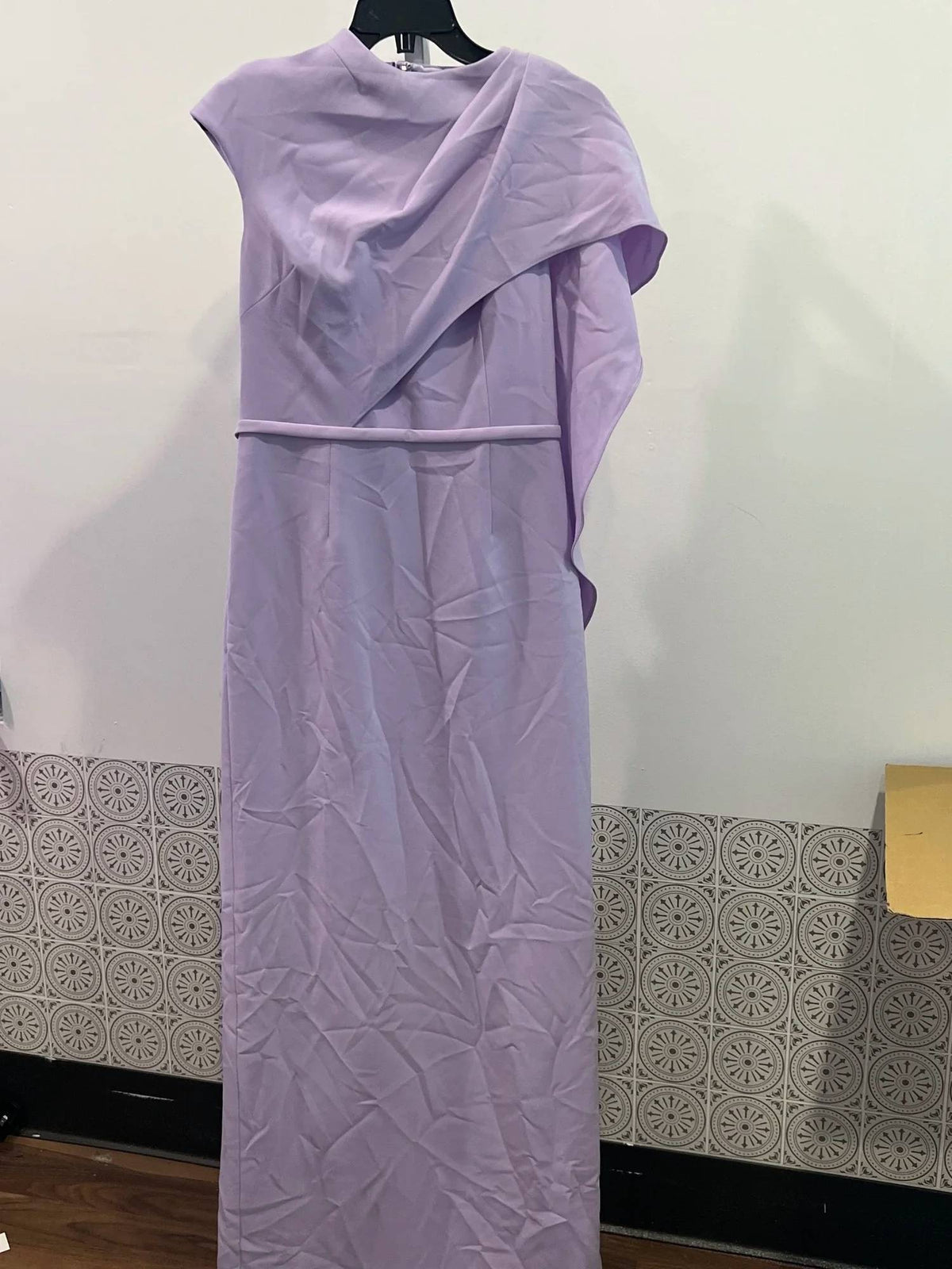 Teri Jon - Asymmetric Drape Cape Gown