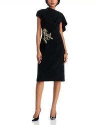 Teri Jon - Embellished Cape Midi Dress