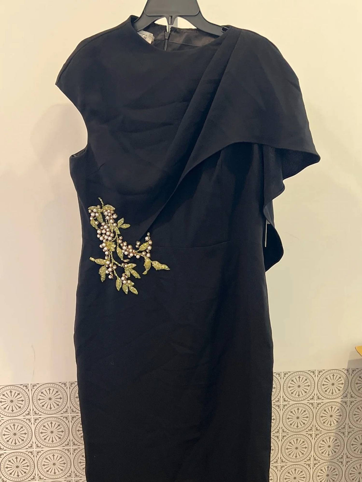 Teri Jon - Embellished Cape Midi Dress