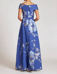 Teri Jon - Floral Jacquard Off The Shoulder Gown