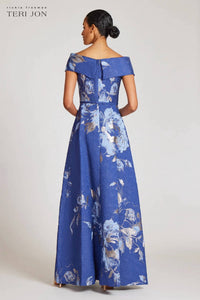 Teri Jon - Floral Jacquard Off The Shoulder Gown