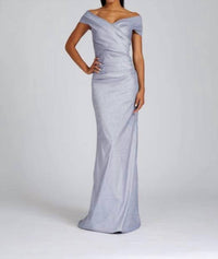 Teri Jon - Metallic Ruched Gown
