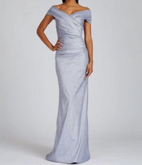 Teri Jon - Metallic Ruched Gown