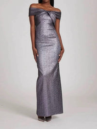 Teri Jon - Metallic Twist Front Gown