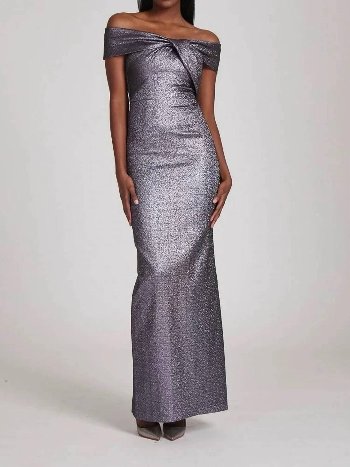 Teri Jon - Metallic Twist Front Gown