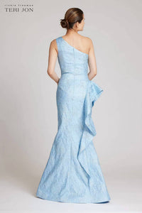 Teri Jon - One Shoulder Side Ruffle Gown