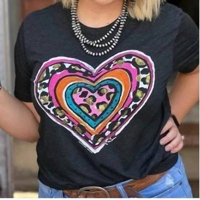 Texas True Threads - Callie Ann Stetler Leopard Heart Tee