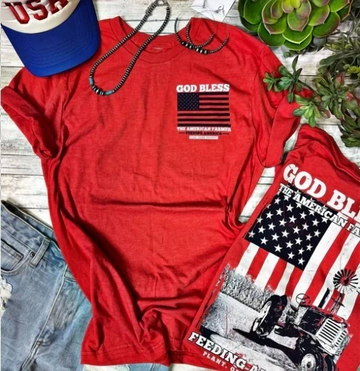 Texas True Threads - God Bless The Farmer Tee