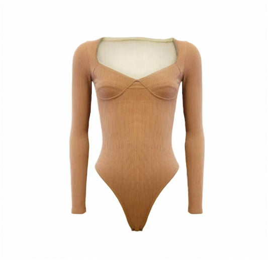 The Athletic Side Of Us - Women's Lady Liberty Long Sleeve Leotard - bodysuits - brown - clothing