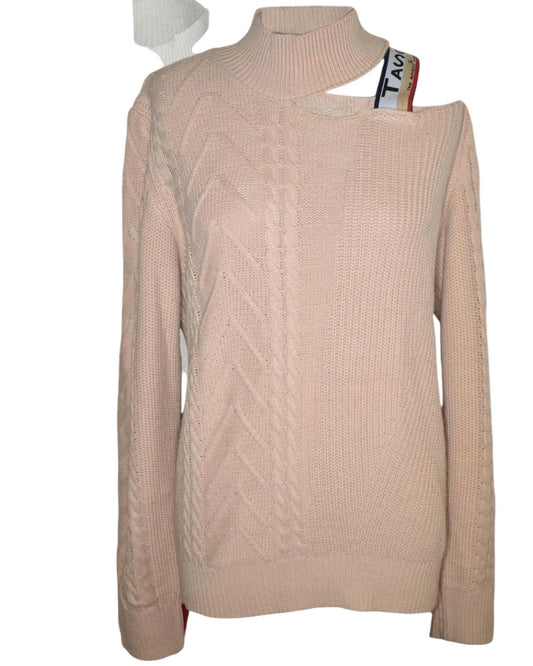 The Athletic Side Of Us - Women's Victorian Cut Out Shoulder Sweater - brown - clothing - cowl