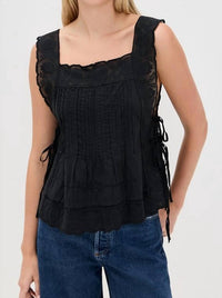 The Great. - Attic Lace Cami Top - black - camisoles - clothing