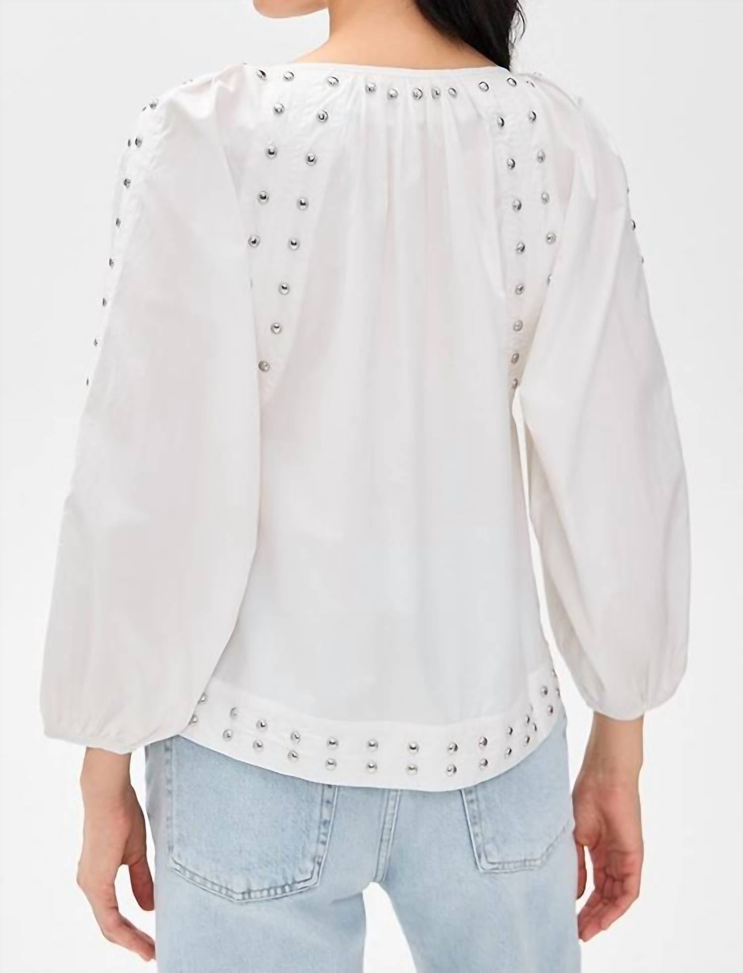 The Great. - Bodega Top With Studs - blouses - clothing - cotton