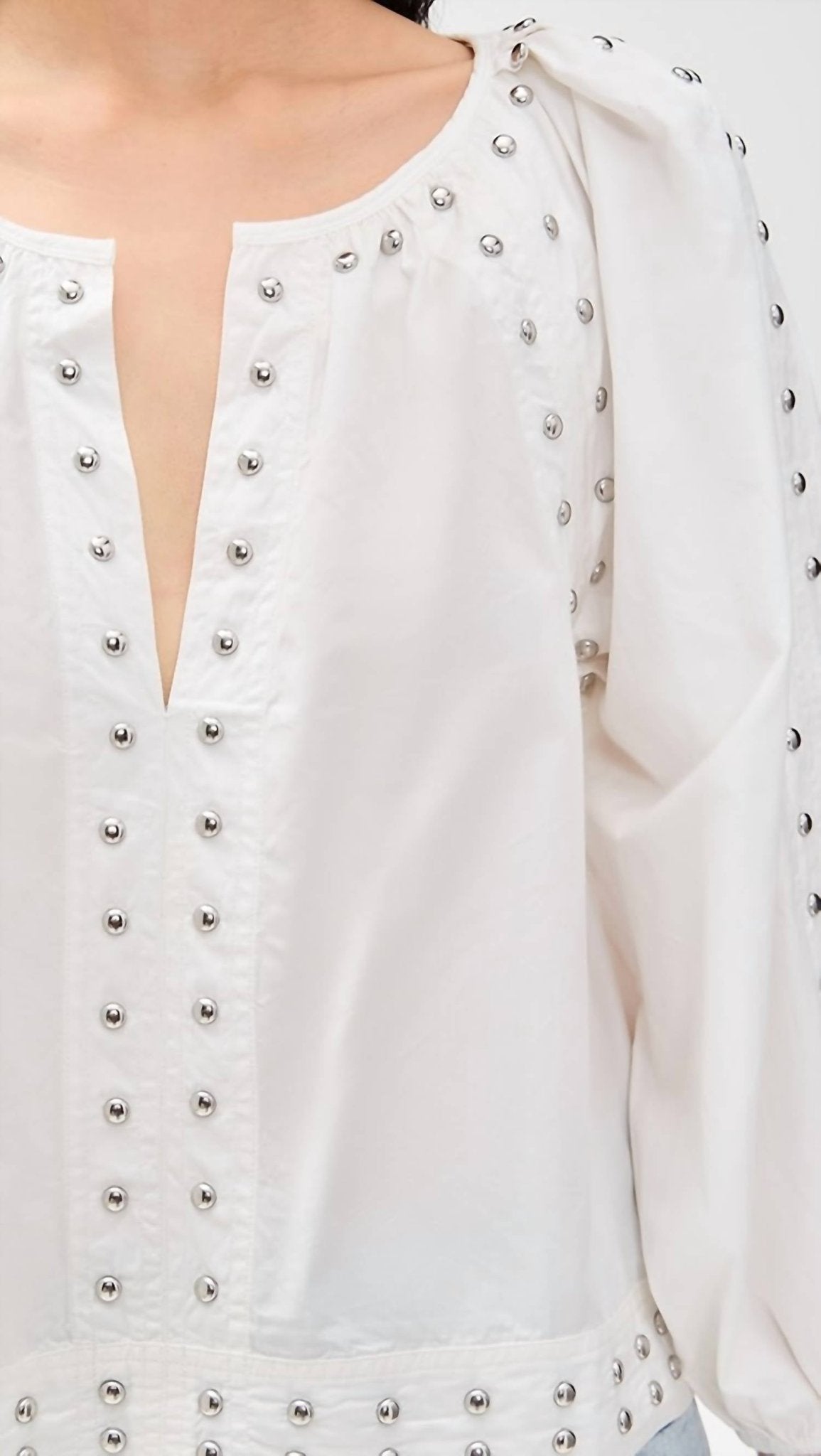 The Great. - Bodega Top With Studs - blouses - clothing - cotton