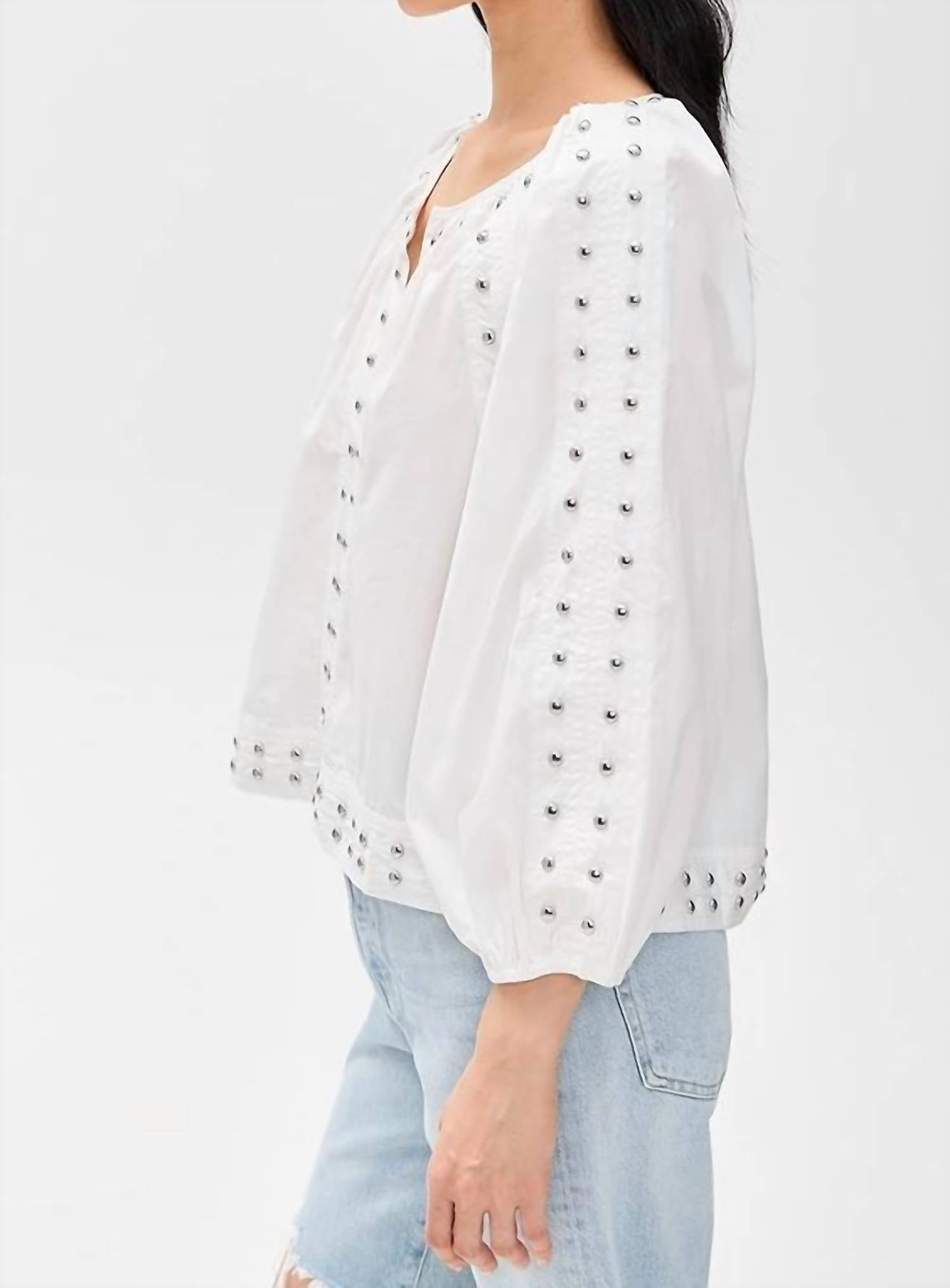 The Great. - Bodega Top With Studs - blouses - clothing - cotton