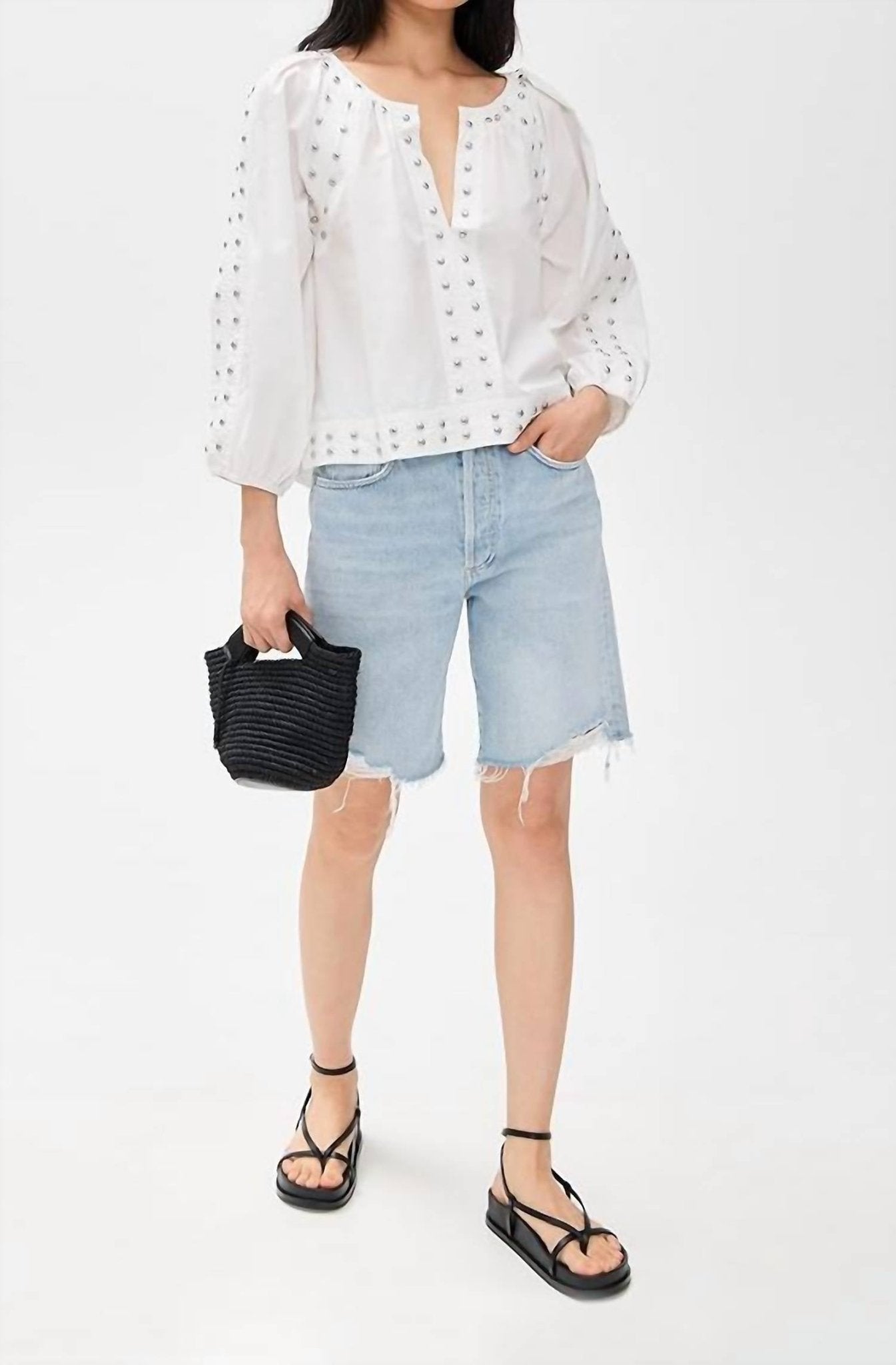 The Great. - Bodega Top With Studs - blouses - clothing - cotton