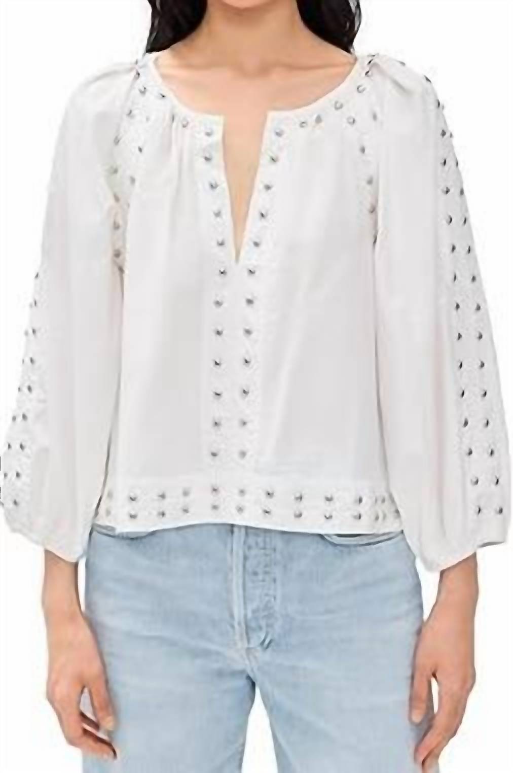 The Great. - Bodega Top With Studs - blouses - clothing - cotton