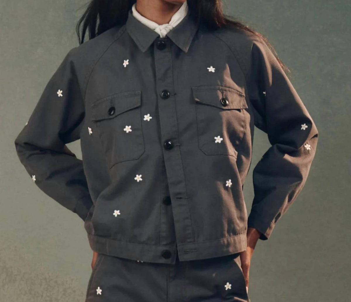 The Great. - Garage Jacket With Daisy Embroidery