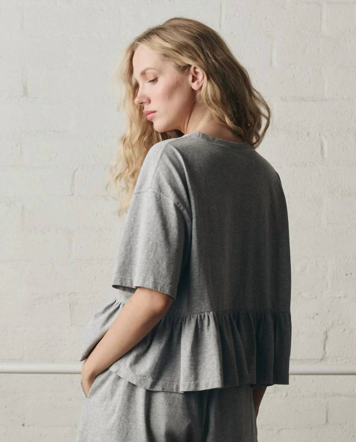 The Great. - Oversized Ruffle Peplum Tee