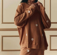 The Great. - Slouch Sweatshirt With Daisy Embroidery