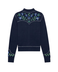 The Great. - Western Beaded Cardigan - blue - cardigans - clothing