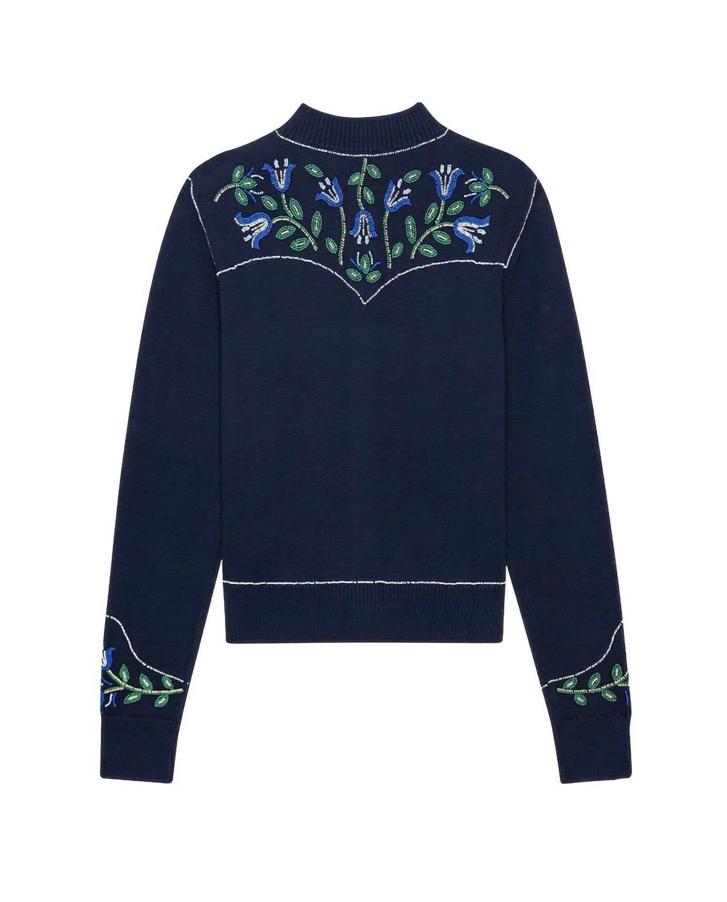 The Great. - Western Beaded Cardigan - blue - cardigans - clothing