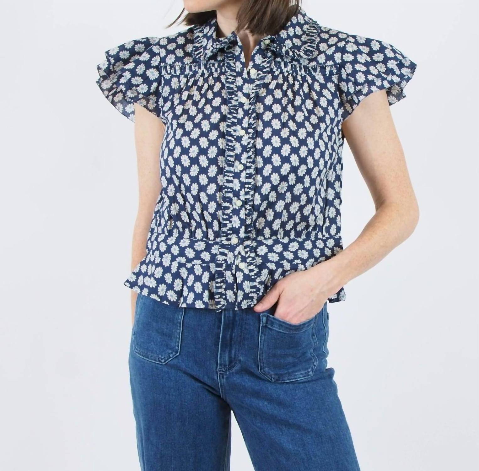 The Great. - Women's Gardenia Top - blouses - blue - clothing