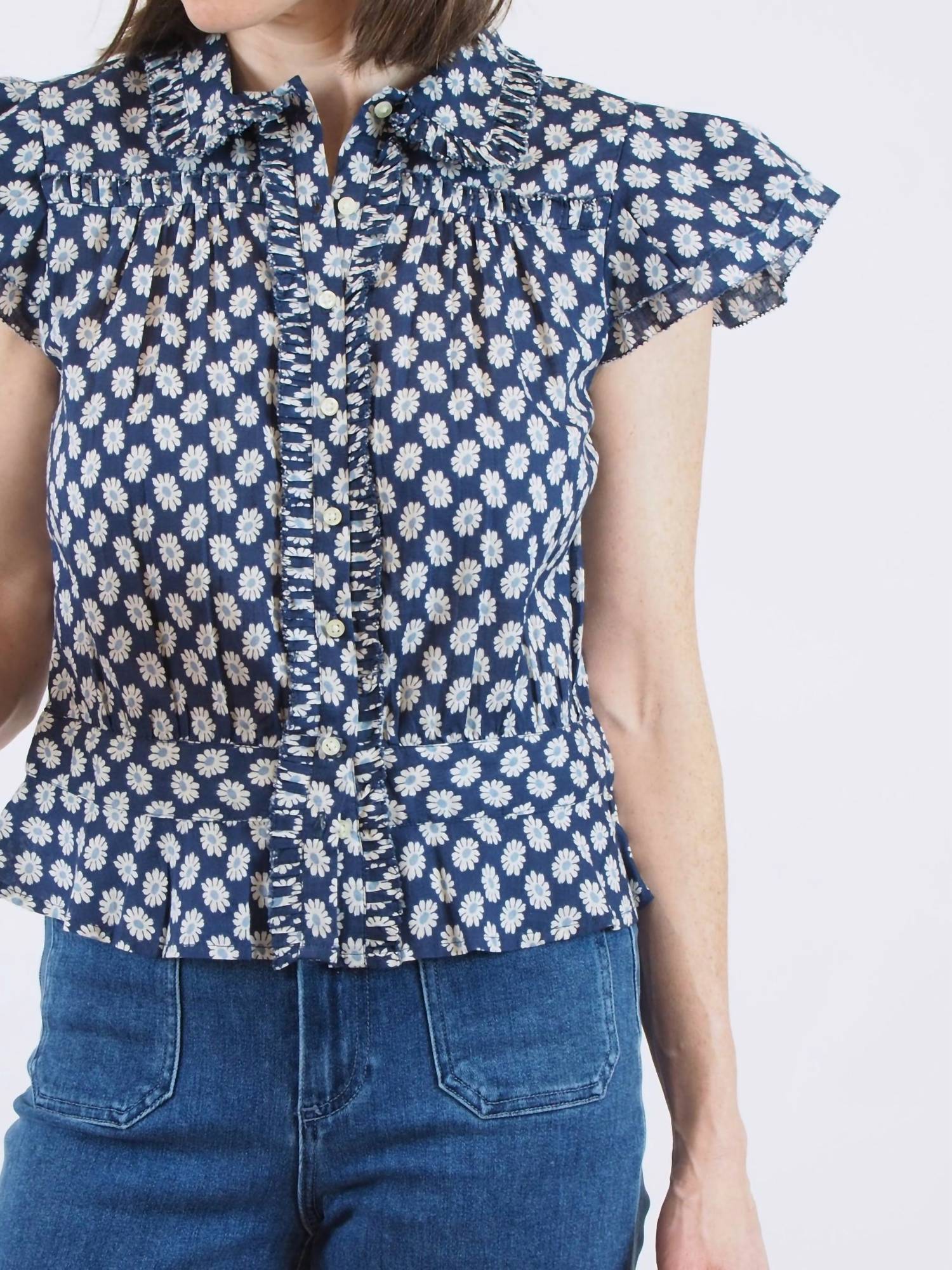 The Great. - Women's Gardenia Top - blouses - blue - clothing