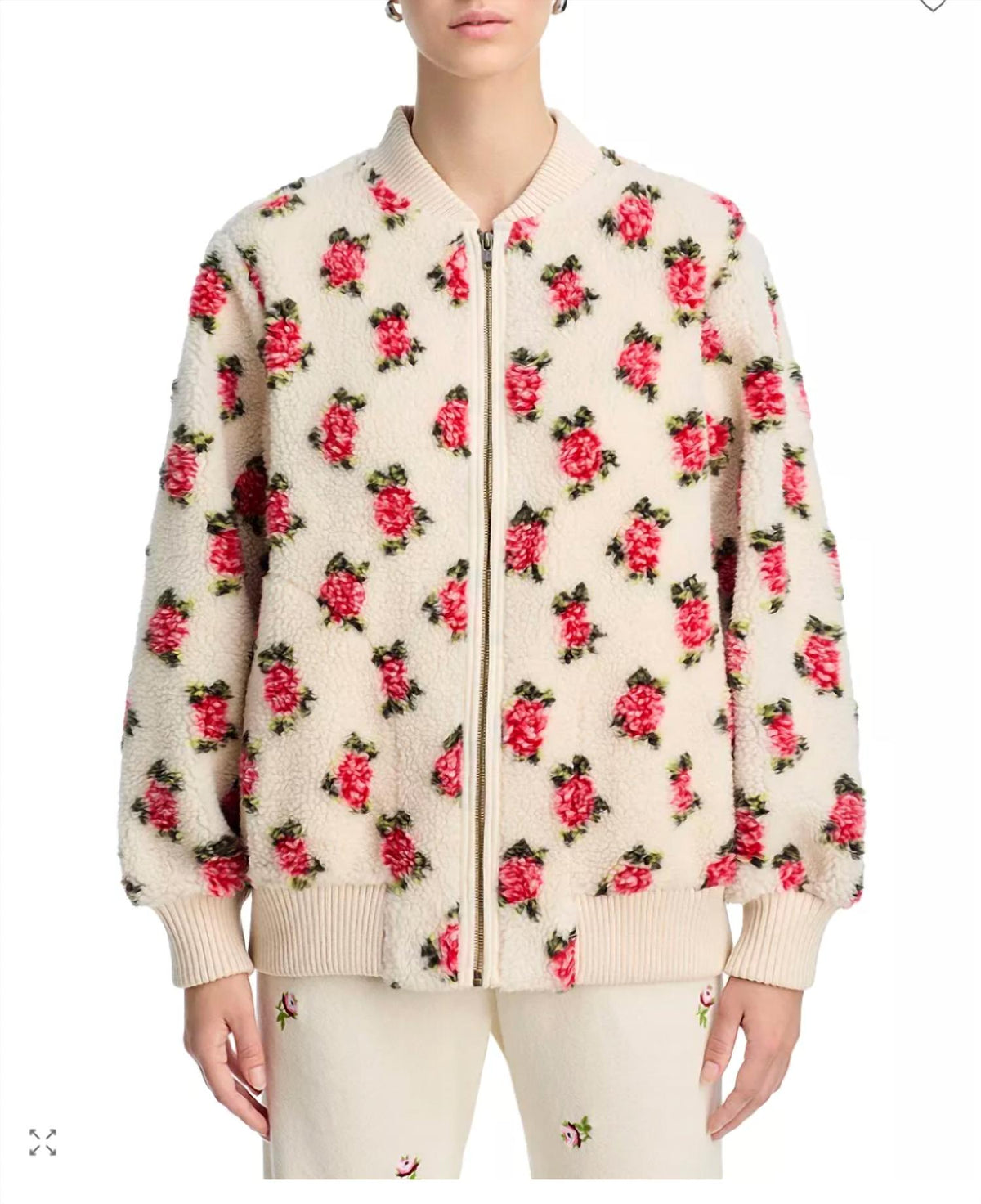 The Great. - Zip Front Rose Bomber Jacket