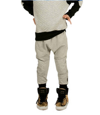 The Mini Classy - Kids Quilted Patch Denim Harem Pants