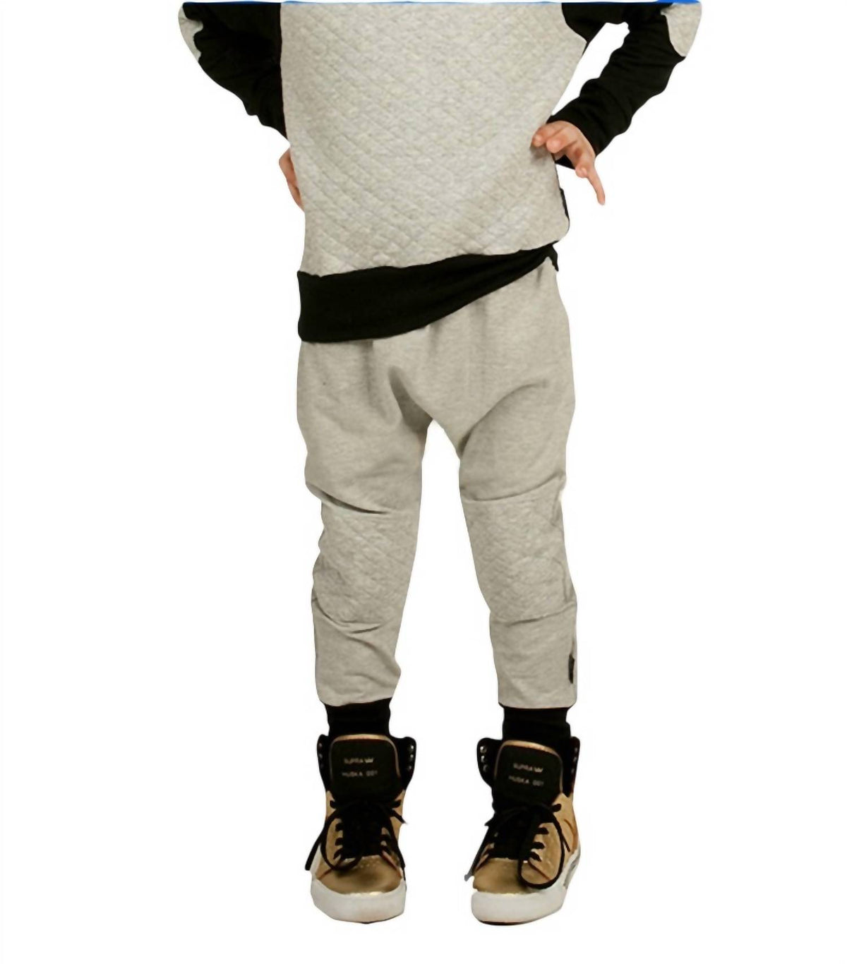 The Mini Classy - Kids Quilted Patch Denim Harem Pants