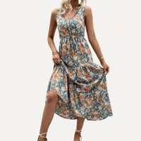 The Moment Collection - Floral V - neck Tiered Sleeveless Dress - clothing - dresses - floral