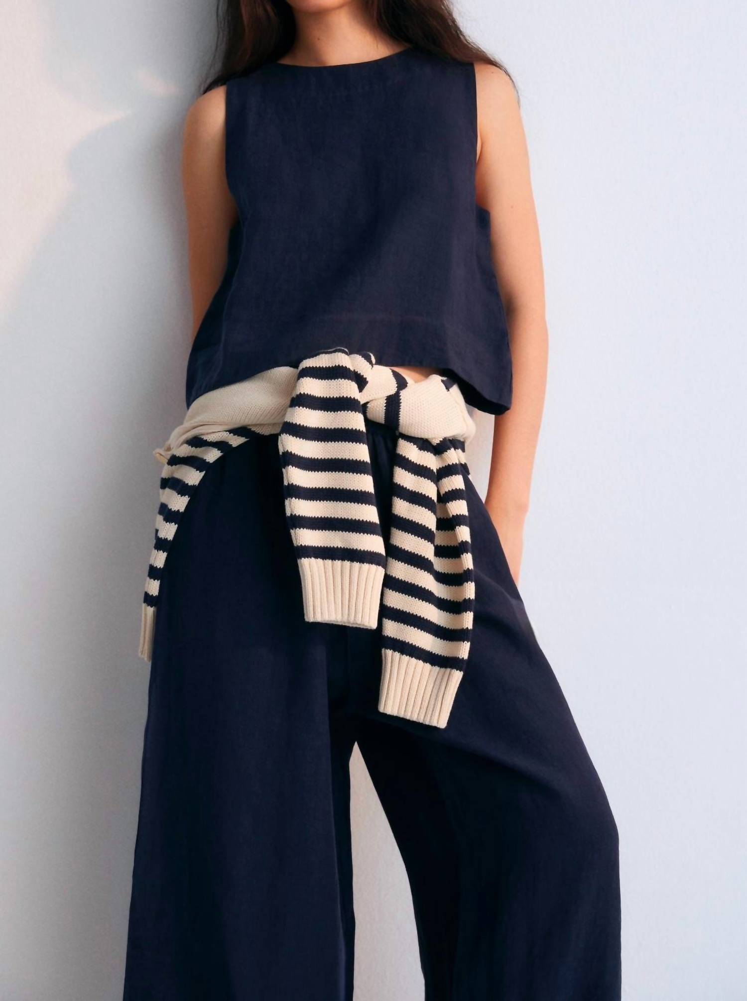 The New Society - Hera Sleeveless Top - blue - clothing - linen