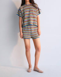 The New Society - Serifos Knit Shorts - blue - clothing - cotton