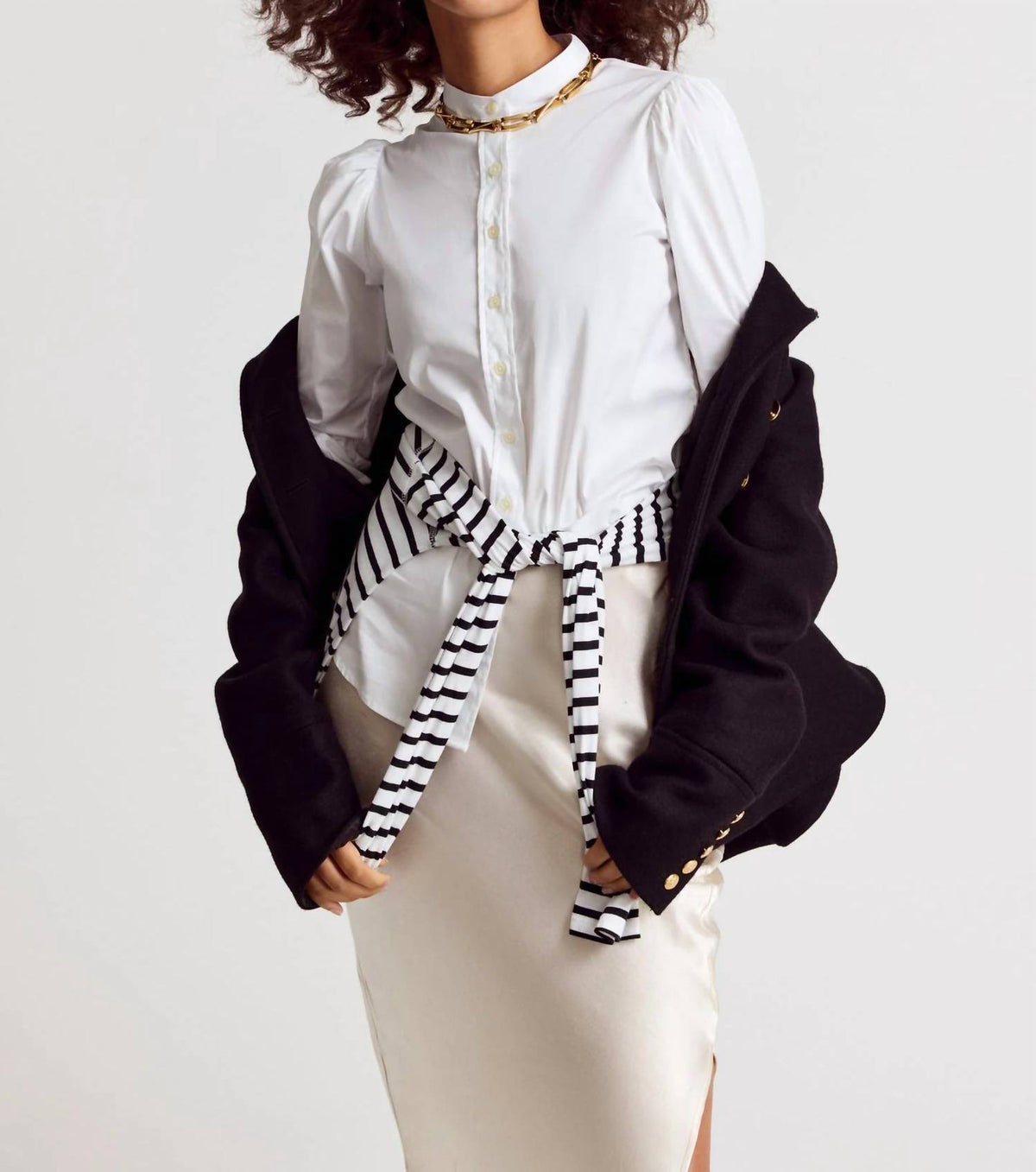 The Shirt - Puff Shoulder Button Down Shirt