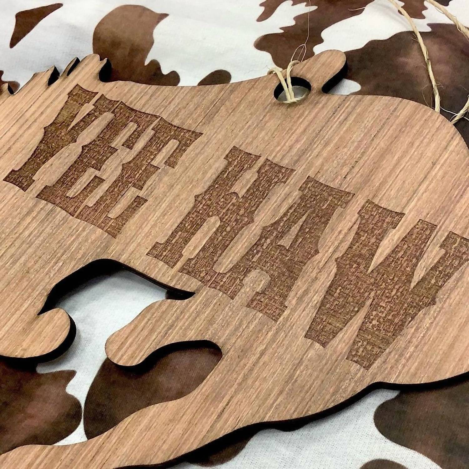 The Whole Herd - Wooden Door Hanger, Yee Haw Bronco - arts - brown - crafts