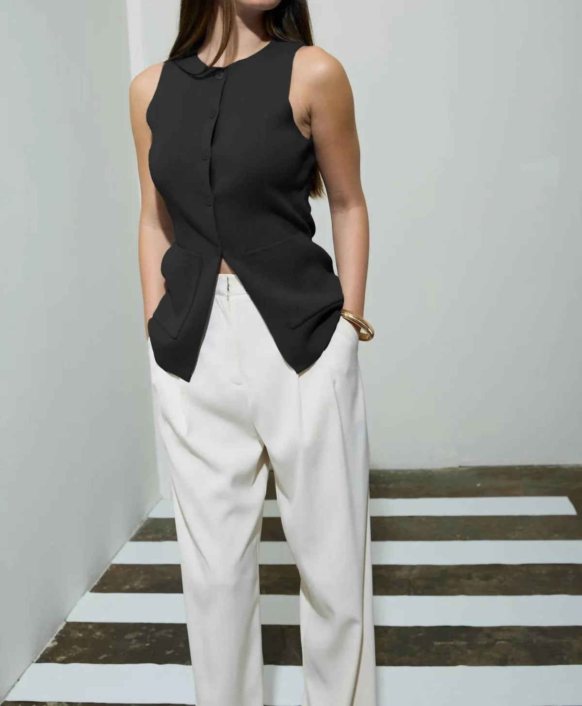 The Workshop - Button Down Sleeveless Knit Vest