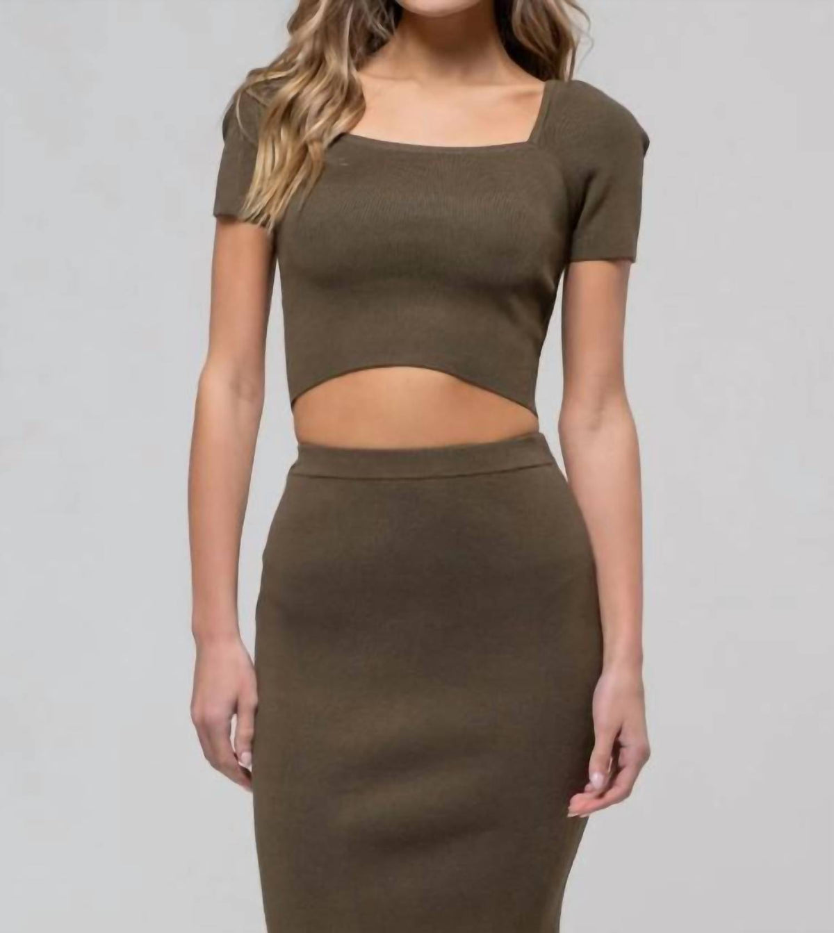 The Workshop - Square Neck Sweater Knit Crop Top