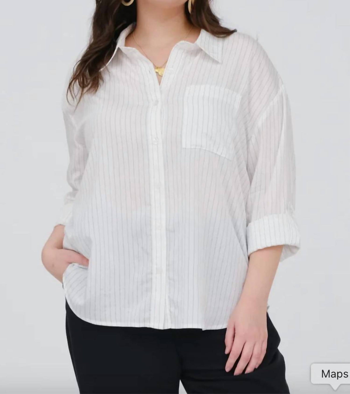 The Workshop - Striped Collared Button Down - Plus