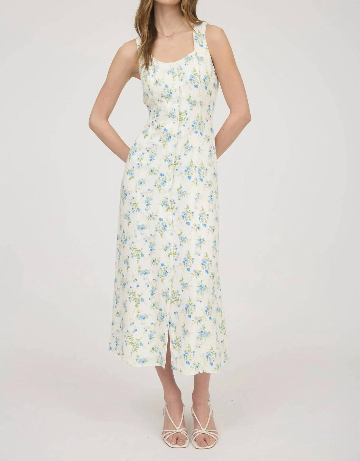 The Workshop Studio - Floral Sleeveless Button Down Midi Dress