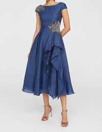 Theia - Caity High Low Cocktail Dress - blue - clothing - dresses