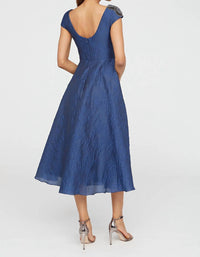 Theia - Caity High Low Cocktail Dress - blue - clothing - dresses