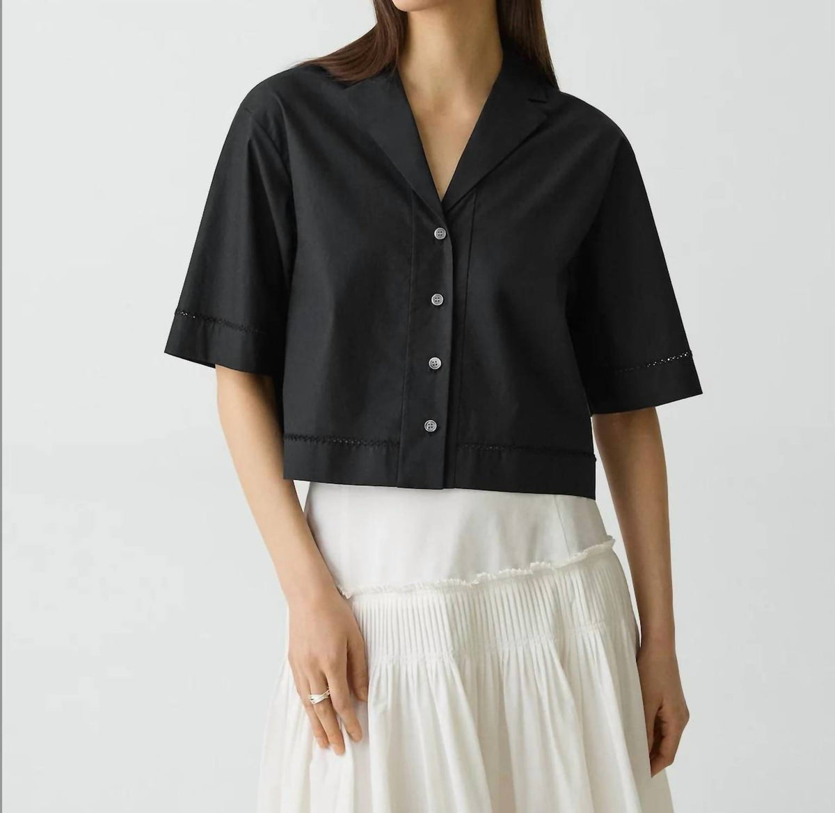 Theory - City Poplin Boxy Camp Shirt