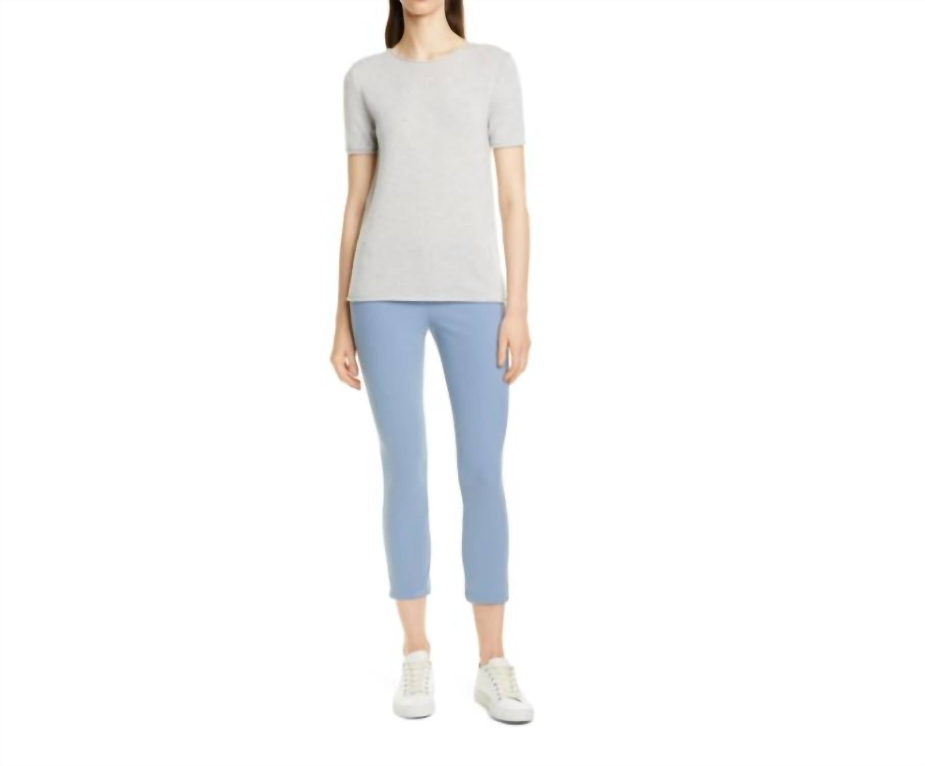 Theory - Classic Skinny Ankle Pants in Chambray Blue Mid Rise - blue - clothing - cotton - blend