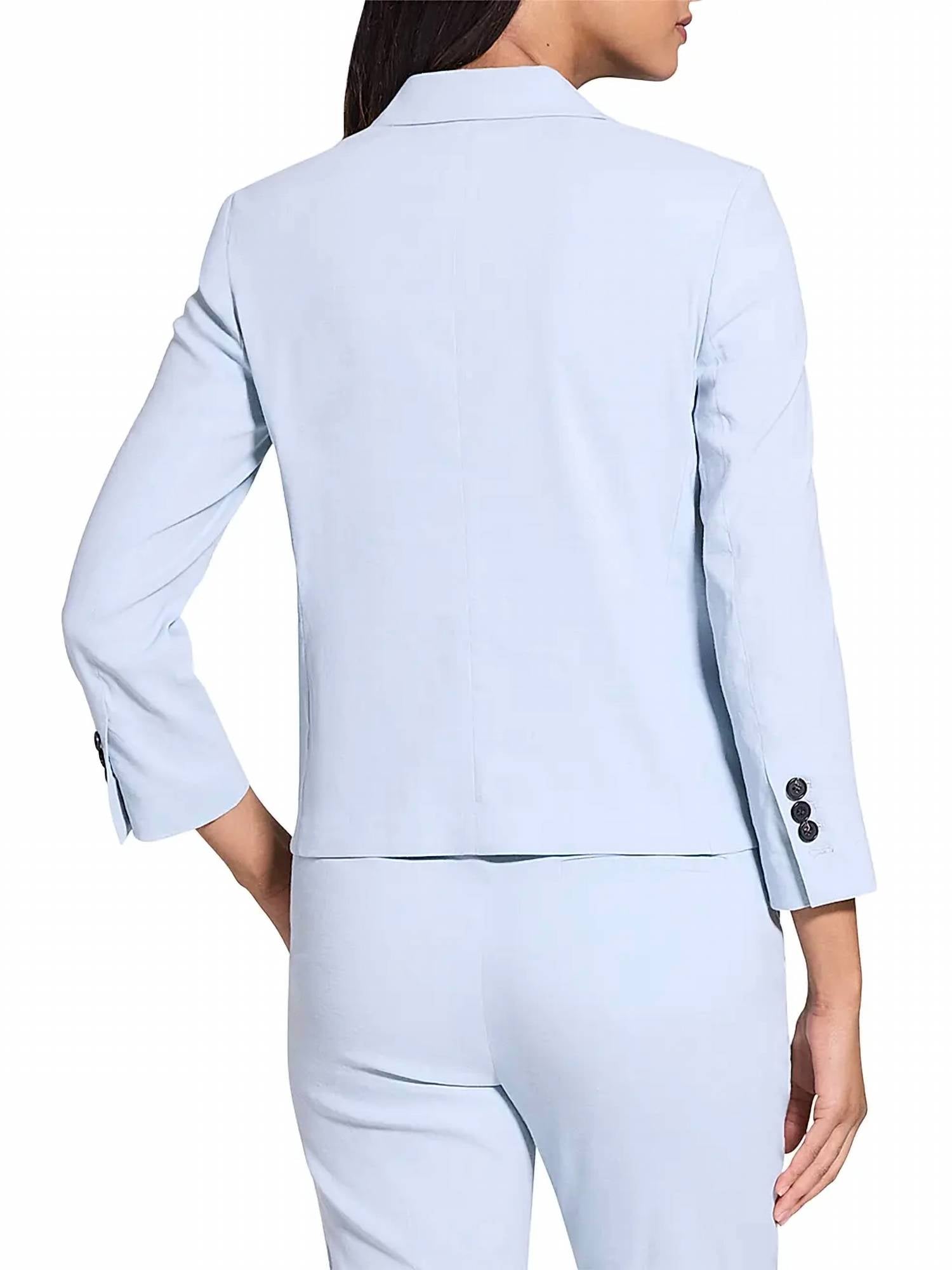 Theory - Shrunken Fit Single Breasted Linen Blend Blazer Jacket - blazers - blue - clothing