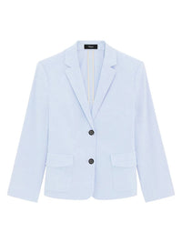 Theory - Shrunken Fit Single Breasted Linen Blend Blazer Jacket - blazers - blue - clothing