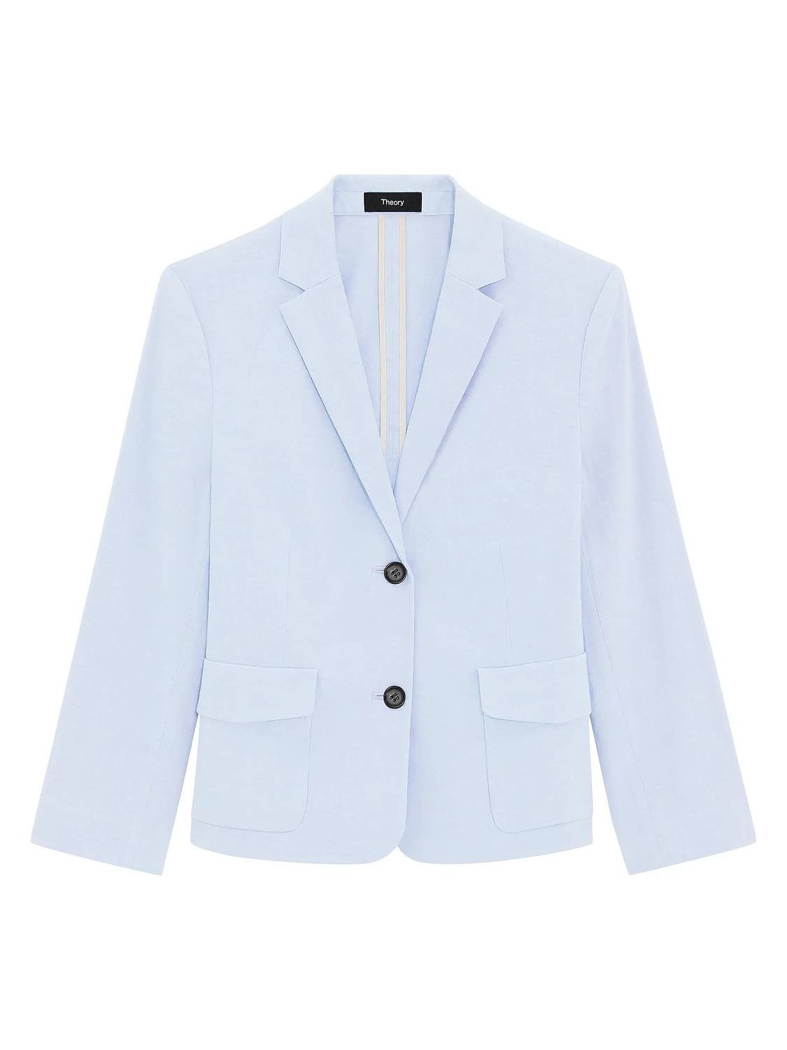 Theory - Shrunken Fit Single Breasted Linen Blend Blazer Jacket - blazers - blue - clothing