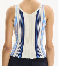 Theory - Stripe Rib Knit Scoop Neck Tank