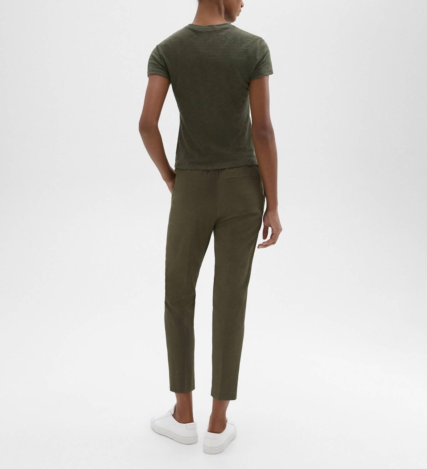 Theory - Treeca Pull On Slim Straight Leg Pants - ankle - clothing - cropped