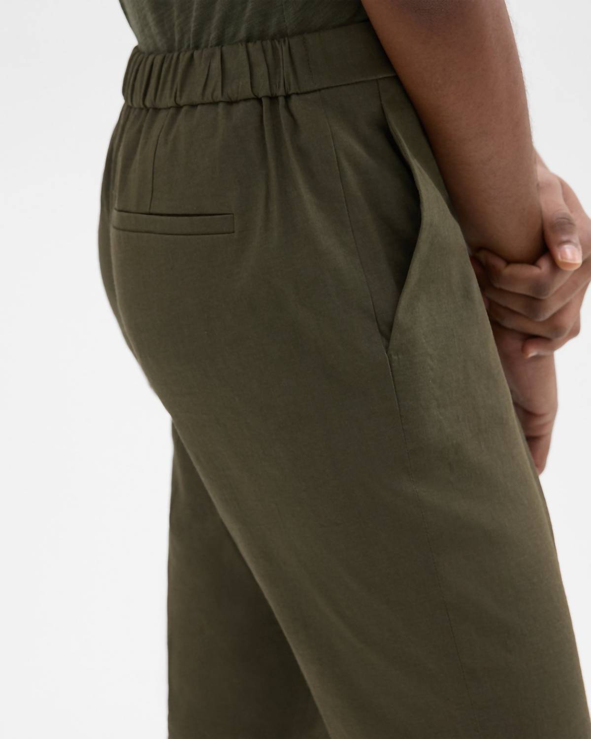 Theory - Treeca Pull On Slim Straight Leg Pants - ankle - clothing - cropped